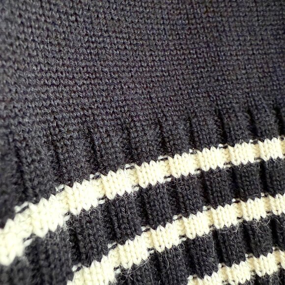 VTG Harolds Wool Black & White Striped Sleeveless Turtleneck Sweater Vest Size M - Picture 8 of 15